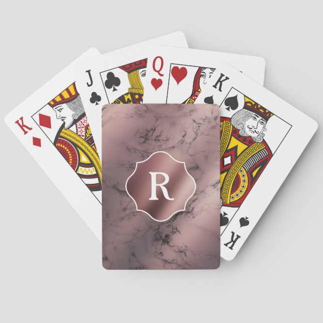 Jeu De Cartes Monogramme sur marbre rose et noir (dos)