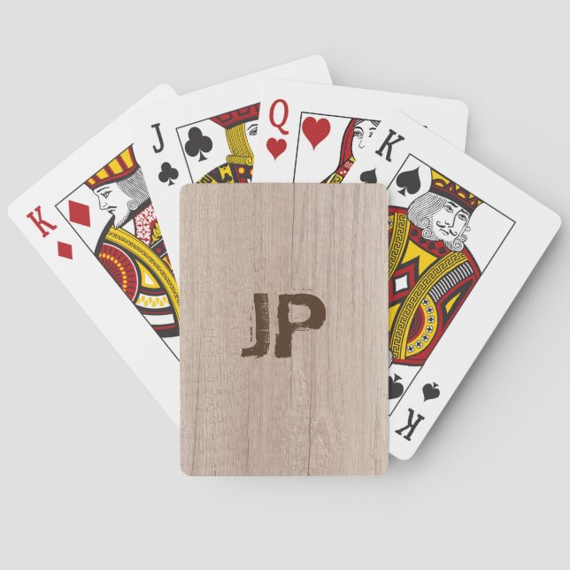 Jeu De Cartes Monogramme sur mesure élégante planche en bois (dos)