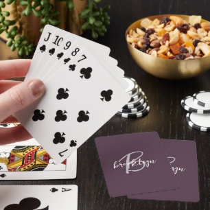 Jeu De Cartes Monogramme tendance violet gris blanc écriture scr