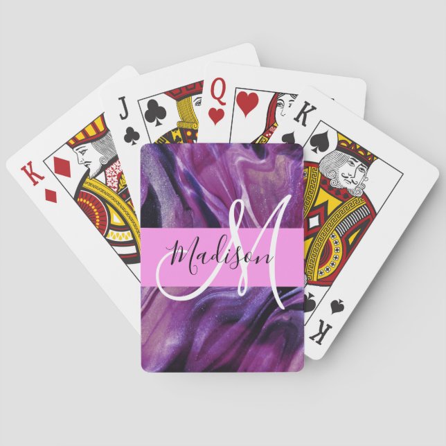 Jeu De Cartes Monogramme Texture Violette Brillante Abstraite Gl (dos)