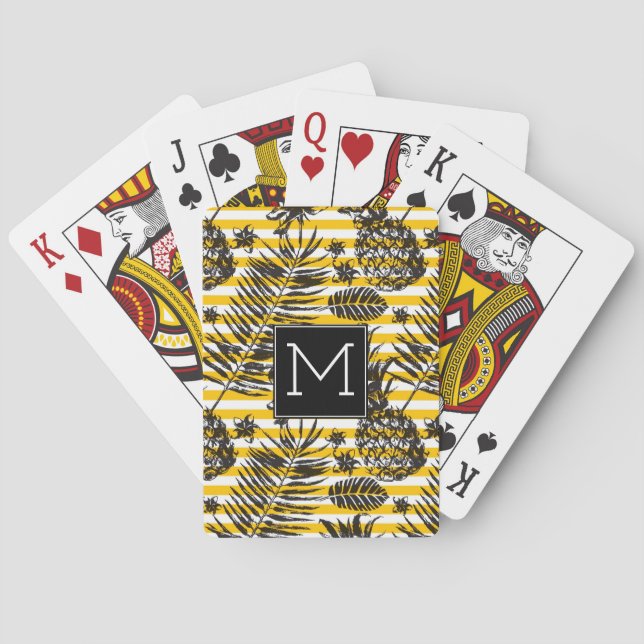 Jeu De Cartes Monogramme tiré par la main des ananas | (dos)
