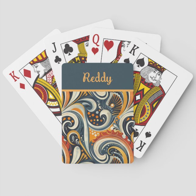 Jeu De Cartes Monogramme Tourbillons Rétro Hip Orange Ténèbres d (dos)