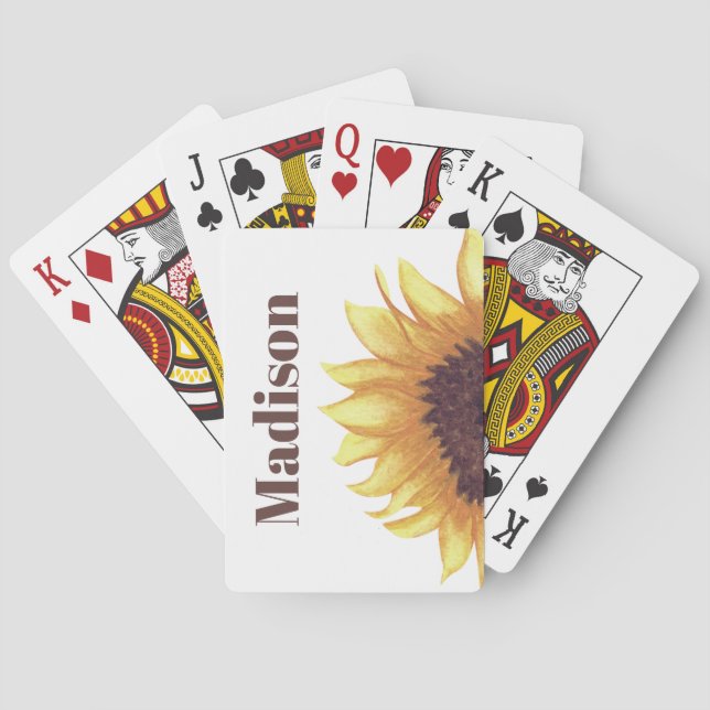 Jeu De Cartes Monogramme Tournesol Jaune Blanc Rustique Bohème C (dos)