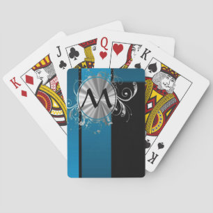 Jeu De Cartes monogramme turquoise bleu et noir