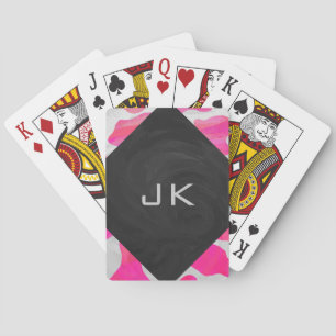 Jeu De Cartes Monogramme Vache rose et blanc chaud