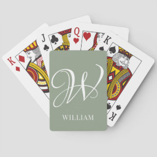 Jeu De Cartes Monogramme vert de l'élégance de la taille personn