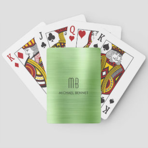 Jeu De Cartes Monogramme vert élégant personnalisé