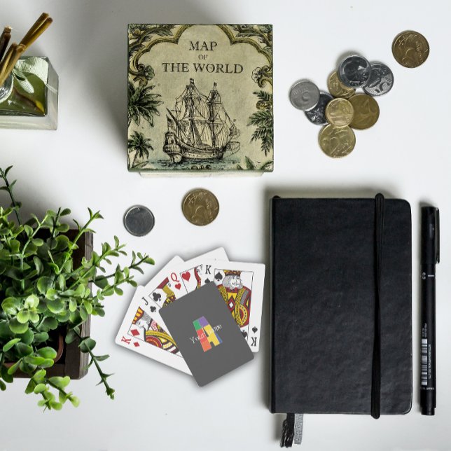 Jeu De Cartes Monogramme vert violet jaune rouge initial gris (Créateur téléchargé)