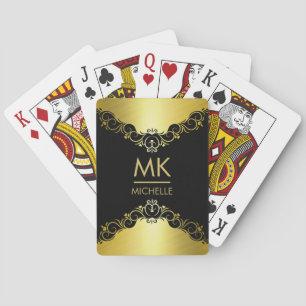 Jeu De Cartes Monogramme vintage élégant d'or