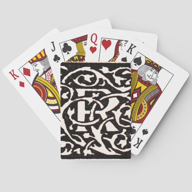 Jeu De Cartes Monogramme vintage R Art Nouveau (dos)