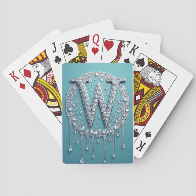 Jeu De Cartes Monogramme W incrusté de diamants (dos)
