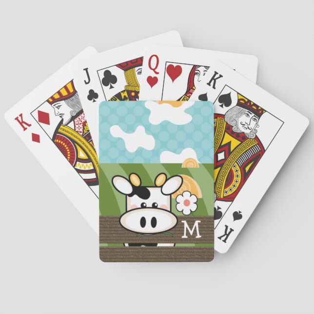 Jeu De Cartes Monogrammed Cute Cow (dos)