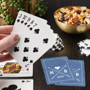 Jeu De Cartes Monogrammes de couple personnalisés sur des jeans 