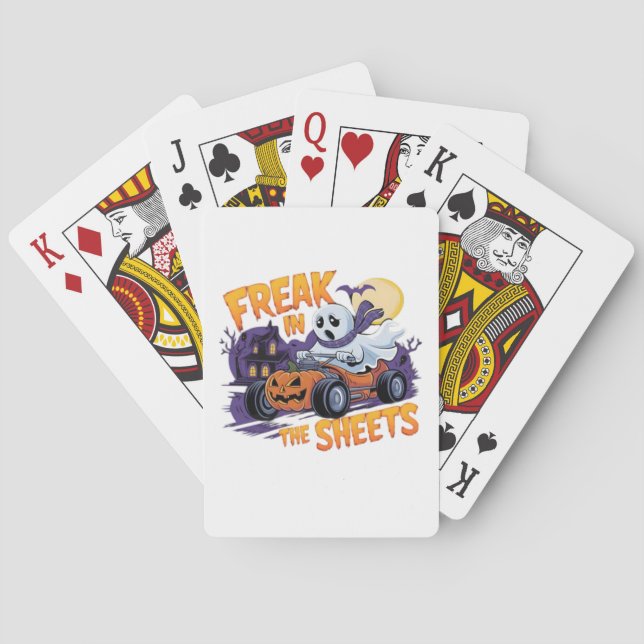 JEU DE CARTES MONSTRE D'HALLOWEEN DANS LE DRAP DE LIT (dos)