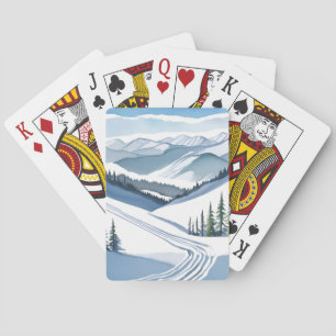 Jeu De Cartes Montagne de ski à l'aquarelle