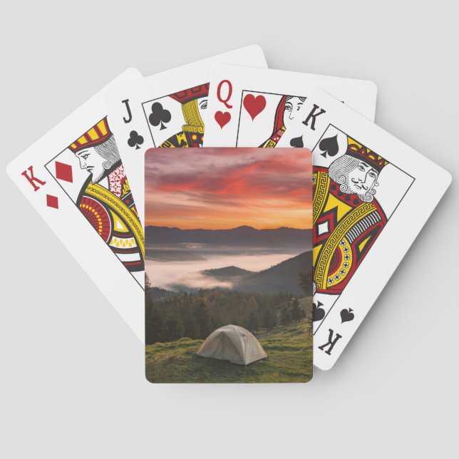 Jeu De Cartes Montagnes | Camping Foggy Sunrise (dos)