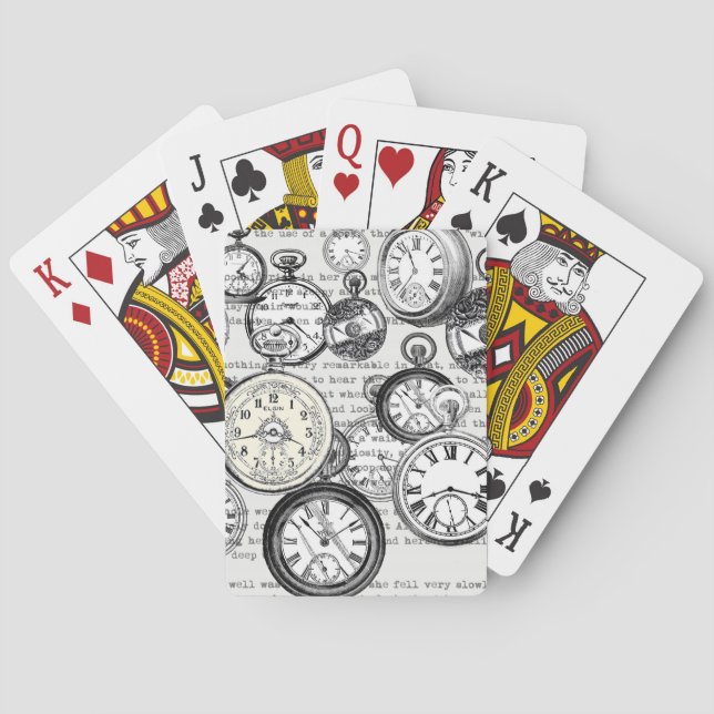 Jeu De Cartes Montre de poche victorienne Alice au pays des merv (dos)