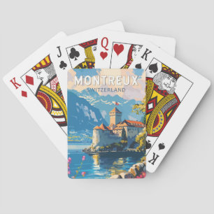 Jeu De Cartes Montreux Suisse Travel Art Vintage