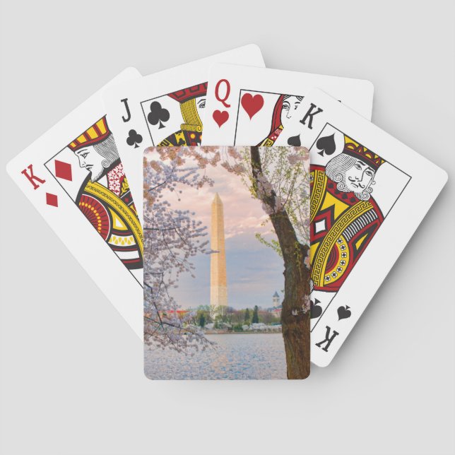 Jeu De Cartes Monument Washington avec fleurs de cerisier (dos)