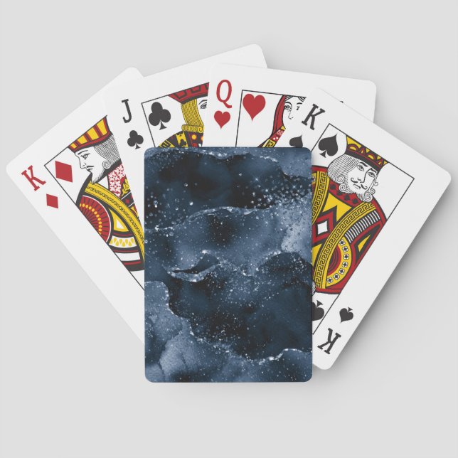 Jeu De Cartes Moody Agate | Marine Denim Steel Blue Faux Parties (dos)