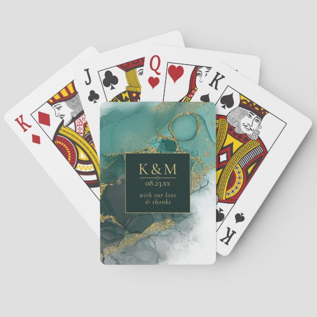 Jeu De Cartes Moody Ink Emerald Gold ID Abstrait988 (dos)