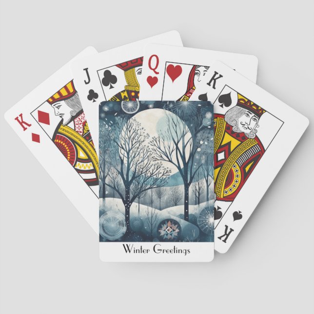 Jeu De Cartes Moonlit Nordic Forest, personnalisable (dos)