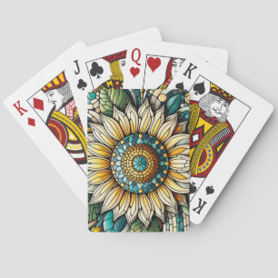 Jeu De Cartes Mosaïque de verre coloré de tournesol