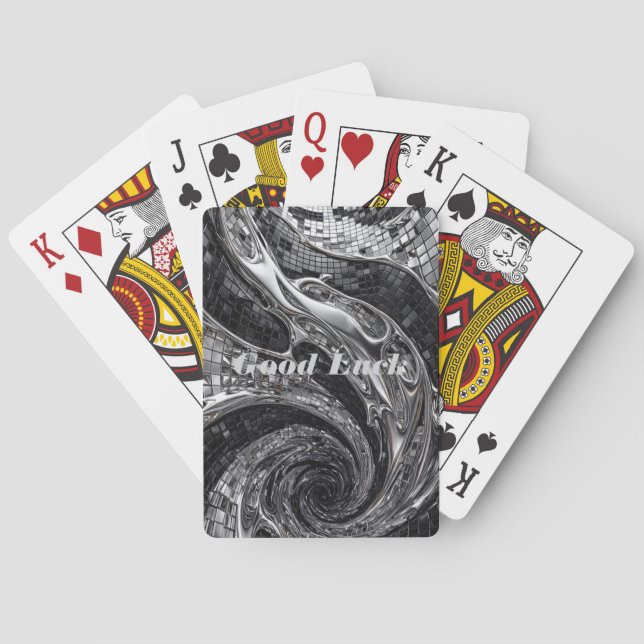 Jeu De Cartes Mosaïque liquide chrome argent (dos)