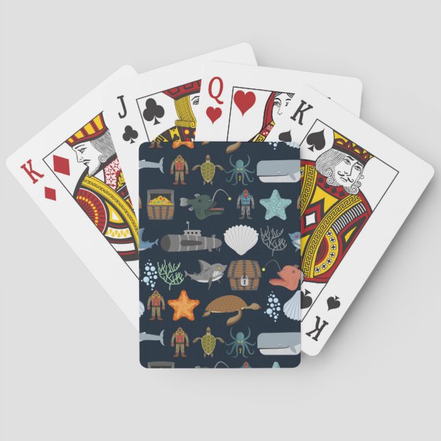 Jeu De Cartes Motif 1 d'habitants d'océan (dos)