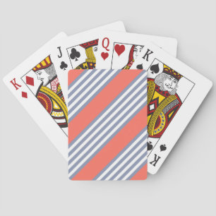 Jeu De Cartes Motif à cinq bandes bleu-gris avec corail vivant