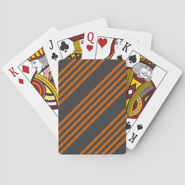 Jeu De Cartes Motif à cinq bandes Burnt orange et charbon de boi (dos)