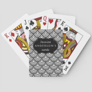 Jeu De Cartes Motif à échelle de pétoncle Personnalisé noir et b