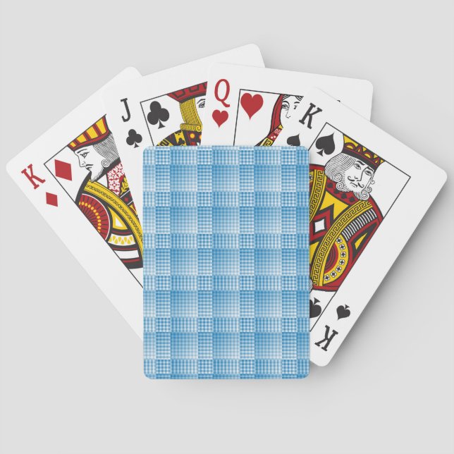 Jeu De Cartes Motif Abstrait à Damier Bleu Blanc (dos)