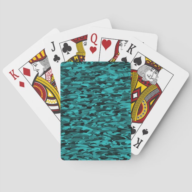 Jeu De Cartes Motif Abstrait Sarcelle Noir (dos)