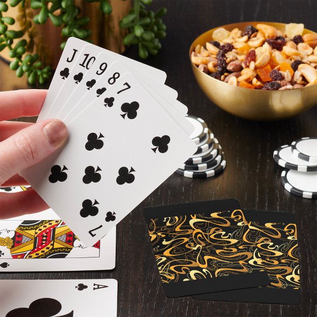 Jeu De Cartes Motif Abstrait Tourbillonnant Doré (Créateur téléchargé)