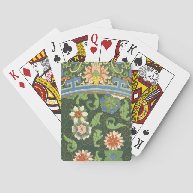 Jeu De Cartes Motif antique cloisonné chinois : Vert Jade (dos)