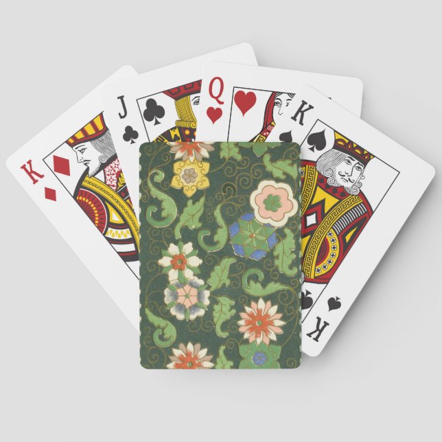 Jeu De Cartes Motif antique cloisonné chinois : Vert Jade (dos)