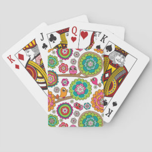 Jeu De Cartes motif arrière - plan des fleurs de gribouillis