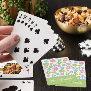 Jeu De Cartes Motif artistique de fleurs rose lime vert bleu ens