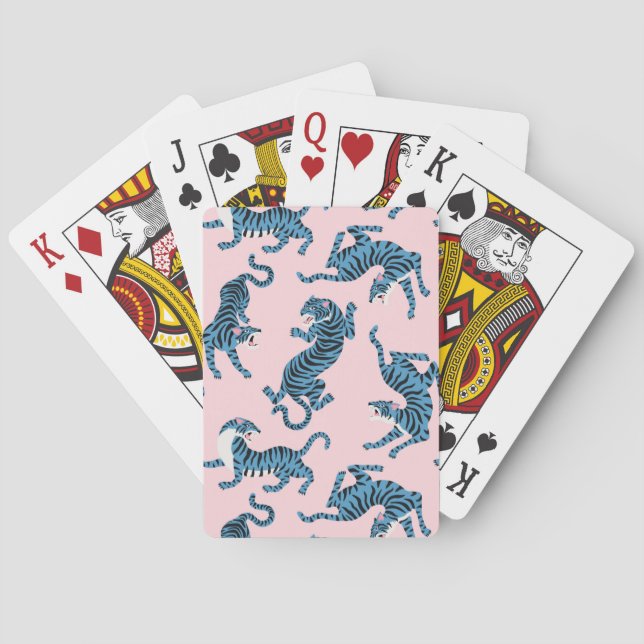 Jeu De Cartes Motif asiatique de tigre bleu (dos)