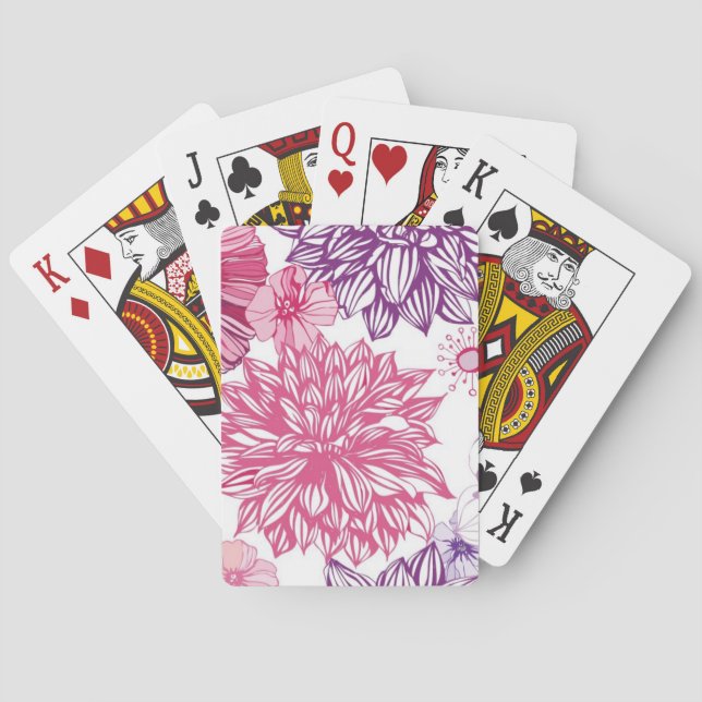 Jeu De Cartes Motif aux maîtres roses et dahlia (dos)