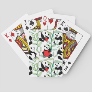 Jeu De Cartes motif avec de beaux pandas avec des coeurs