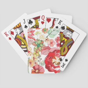 Jeu De Cartes Motif avec fleurs rouges
