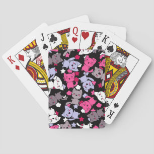 Jeu De Cartes motif avec les chats mignons 3 de griffonnage de