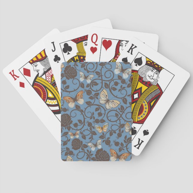 Jeu De Cartes motif avec les roses et le papillon (dos)