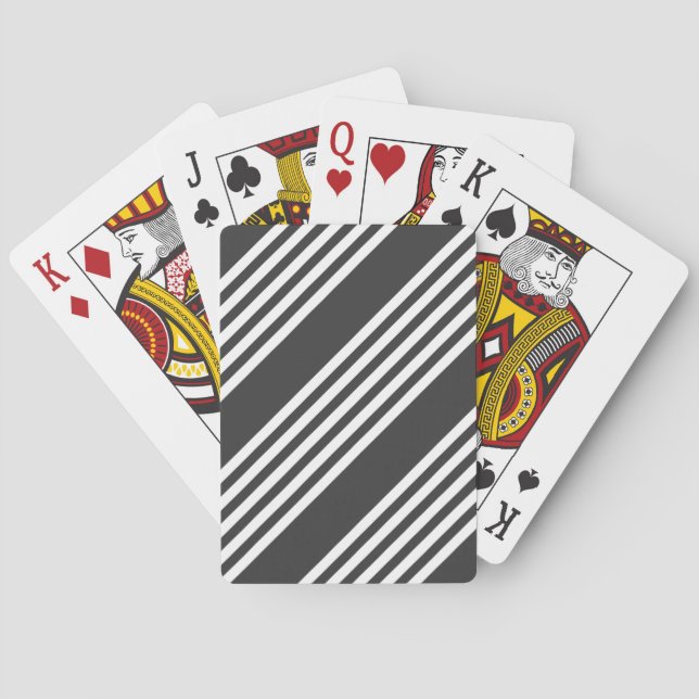 Jeu De Cartes Motif blanc et charbon de bois à cinq bandes (dos)