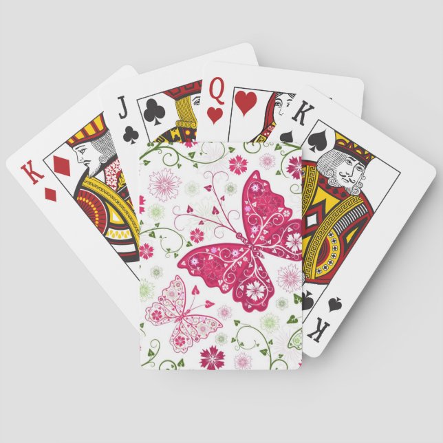 Jeu De Cartes Motif blanc floral (dos)