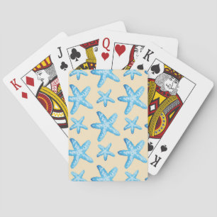 Jeu De Cartes Motif bleu d'étoiles de mer d'aquarelle