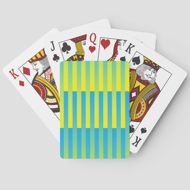 Jeu De Cartes Motif bleu jaune vert rayé (dos)