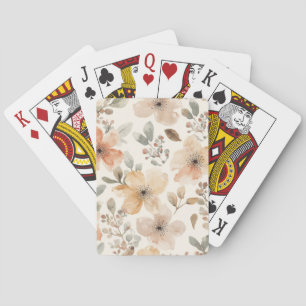 Jeu De Cartes Motif botanique à l'aquarelle de fleurs pêche beig